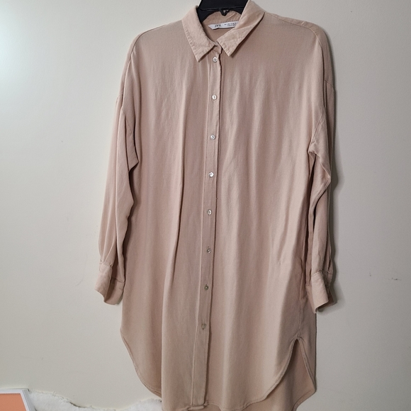 Zara | Tops | Zara Tan Oversized Button 